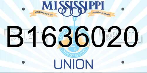 B1636020 Mississippi License Plate