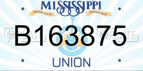 B163875 Mississippi License Plate