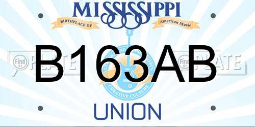 B163AB Mississippi License Plate