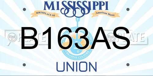 B163AS Mississippi License Plate