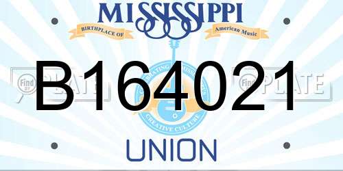 B164021 Mississippi License Plate