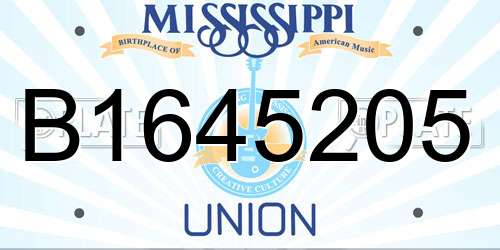 B1645205 Mississippi License Plate