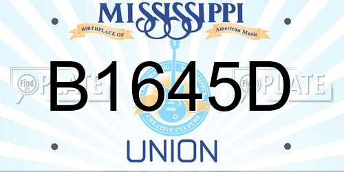 B1645D Mississippi License Plate