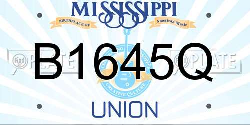 B1645Q Mississippi License Plate