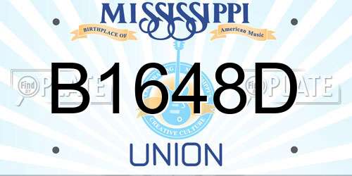 B1648D Mississippi License Plate