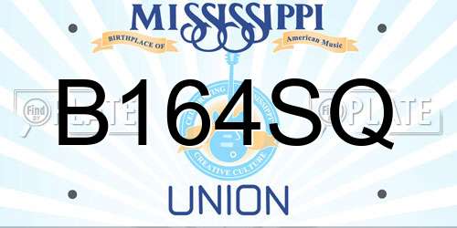 B164SQ Mississippi License Plate