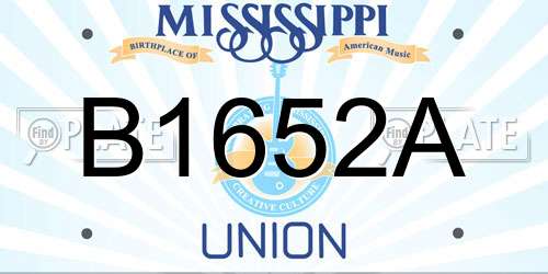 B1652A Mississippi License Plate