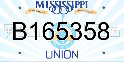 B165358 Mississippi License Plate