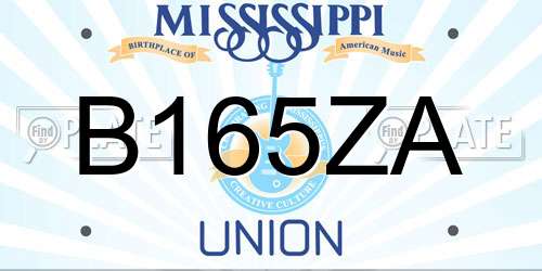 B165ZA Mississippi License Plate