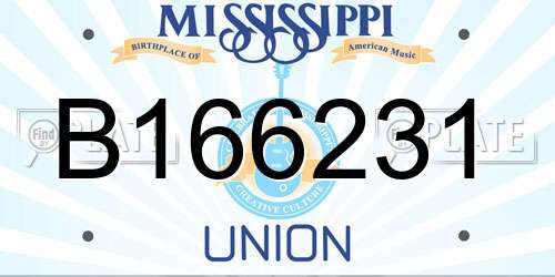 B166231 Mississippi License Plate