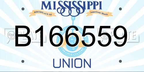 B166559 Mississippi License Plate