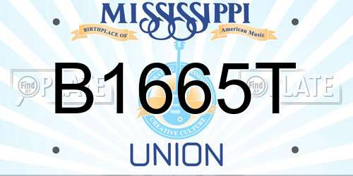 B1665T Mississippi License Plate