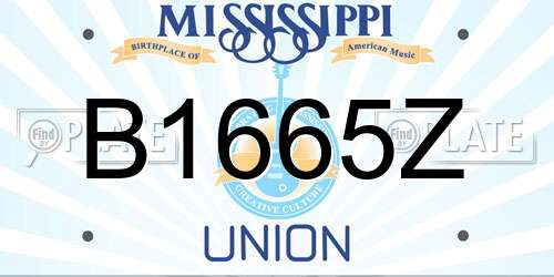 B1665Z Mississippi License Plate
