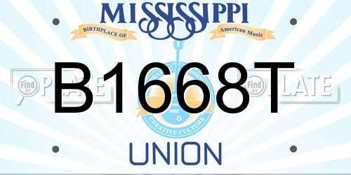 B1668T Mississippi License Plate