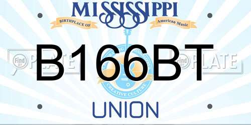 B166BT Mississippi License Plate