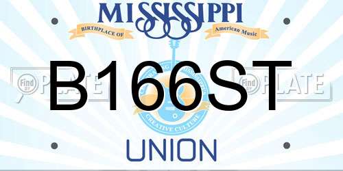 B166ST Mississippi License Plate