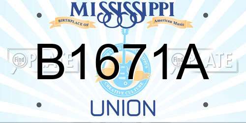 B1671A Mississippi License Plate