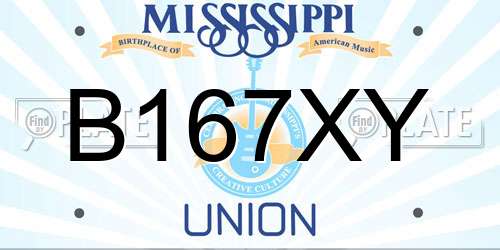 B167XY Mississippi License Plate