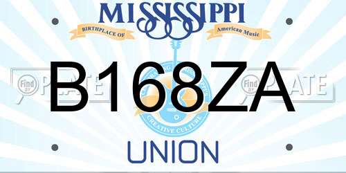 B168ZA Mississippi License Plate