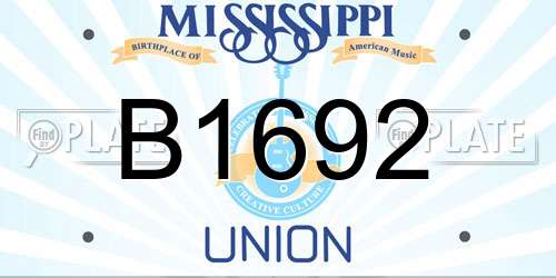 B1692 Mississippi License Plate