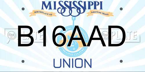 B16AAD Mississippi License Plate