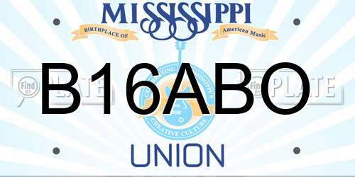 B16ABO Mississippi License Plate
