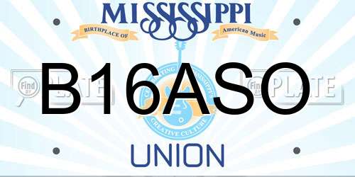 B16ASO Mississippi License Plate