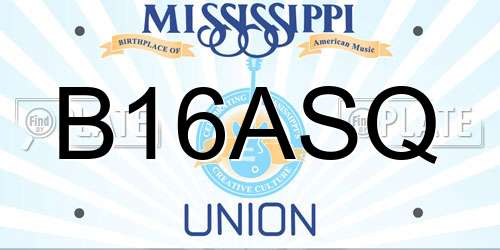 B16ASQ Mississippi License Plate