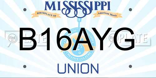 B16AYG Mississippi License Plate