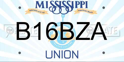 B16BZA Mississippi License Plate