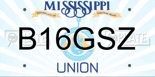 B16GSZ Mississippi License Plate
