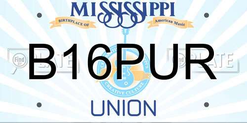 B16PUR Mississippi License Plate
