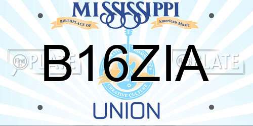B16ZIA Mississippi License Plate