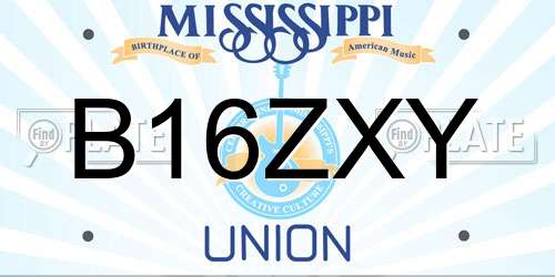 B16ZXY Mississippi License Plate