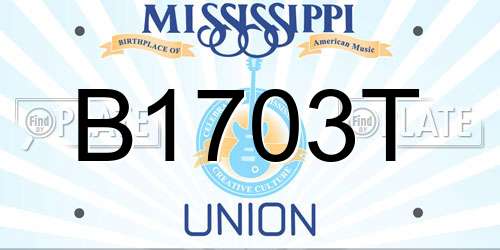 B1703T Mississippi License Plate