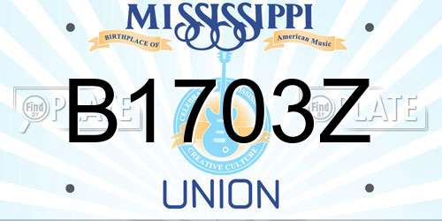 B1703Z Mississippi License Plate