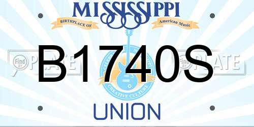 B1740S Mississippi License Plate
