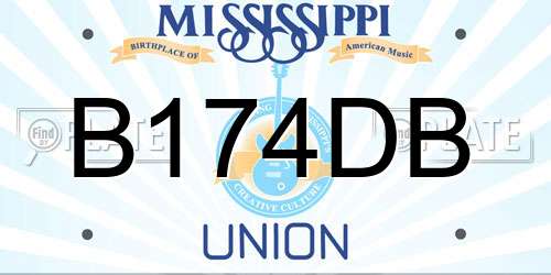 B174DB Mississippi License Plate