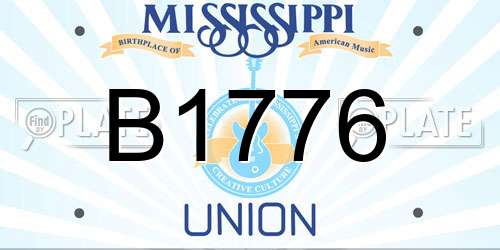 B1776 Mississippi License Plate