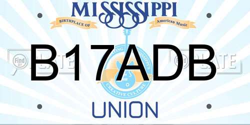 B17ADB Mississippi License Plate