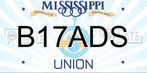 B17ADS Mississippi License Plate