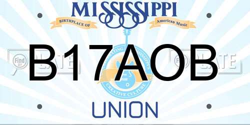 B17AOB Mississippi License Plate