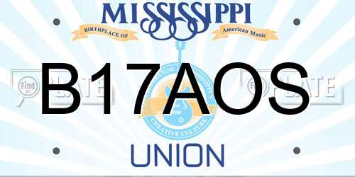 B17AOS Mississippi License Plate