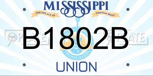 B1802B Mississippi License Plate