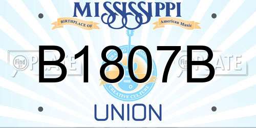 B1807B Mississippi License Plate