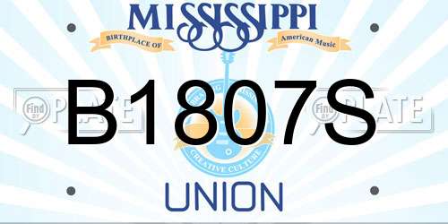 B1807S Mississippi License Plate