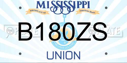 B180ZS Mississippi License Plate