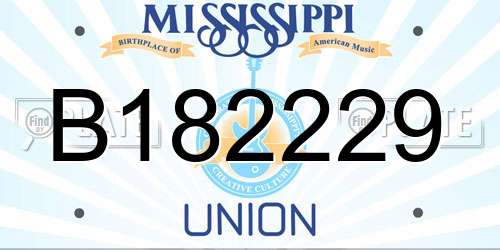 B182229 Mississippi License Plate