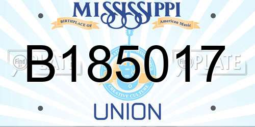 B185017 Mississippi License Plate