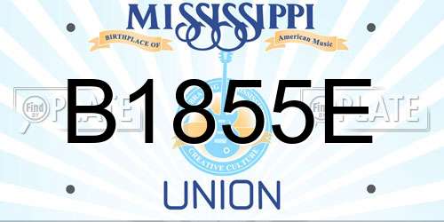 B1855E Mississippi License Plate